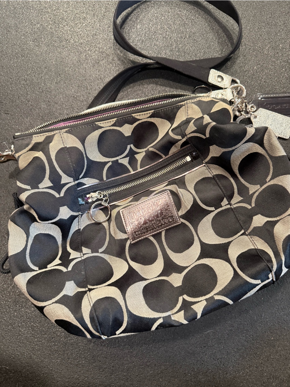 Coach Black and Cream Signature Backpack